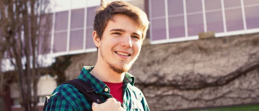 Student with backpack