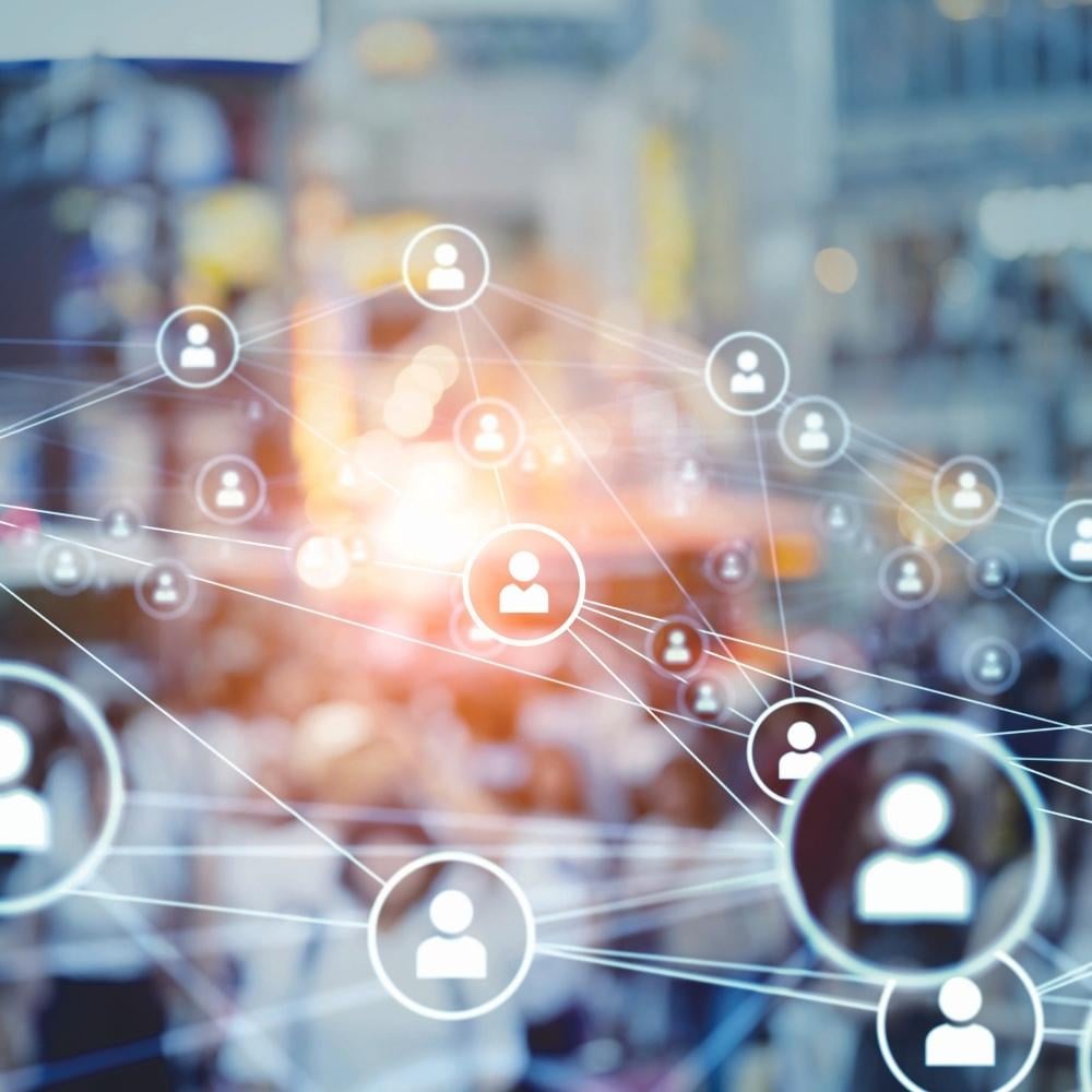 Network symbolized with diverse icons