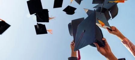 Graduate hats in the air