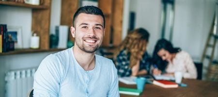 Student laughing