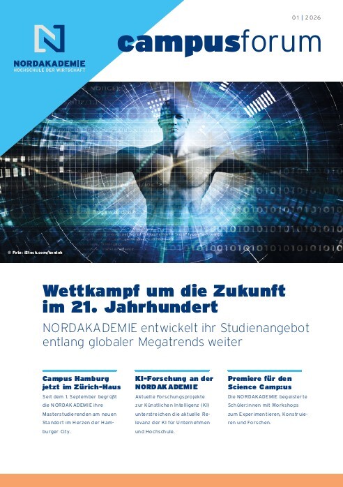campusforum Ausgabe 1/2026: NORDAKADEMIE entwickelt ihr Studienangebot entlang globaler Megatrends weiter